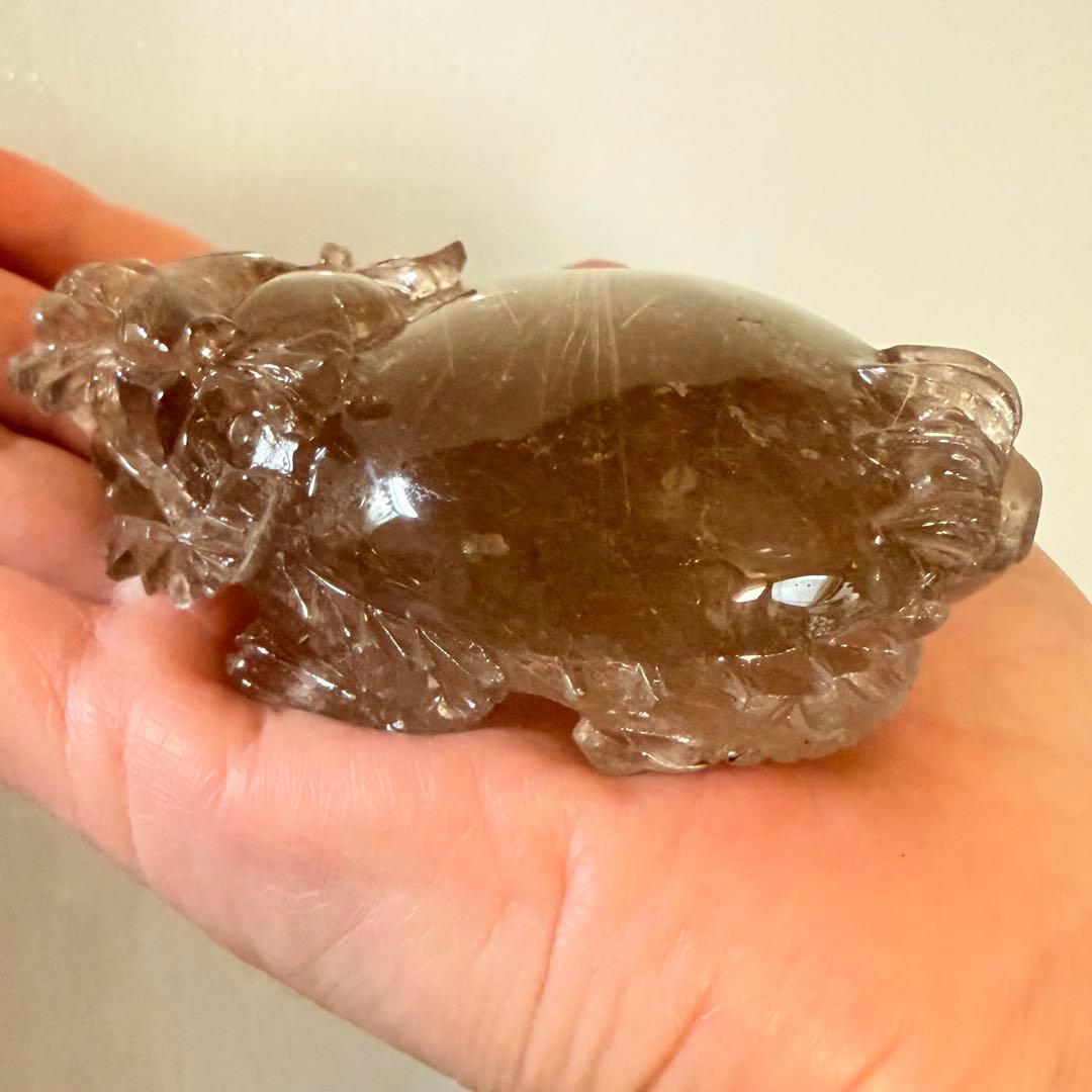 天然石 ルチルクォーツ龍亀。oＯo。金運　パワーストーン