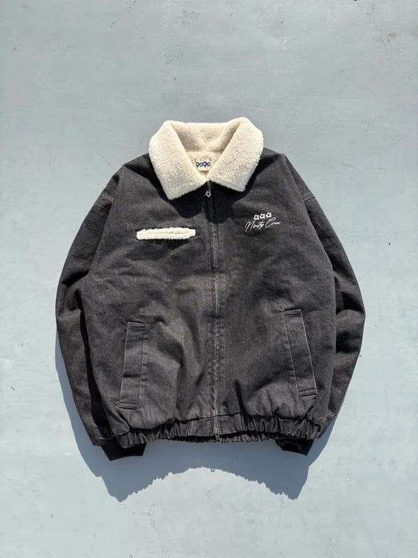 L 新品 9090 Bullet Logo Boa Denim Jacket