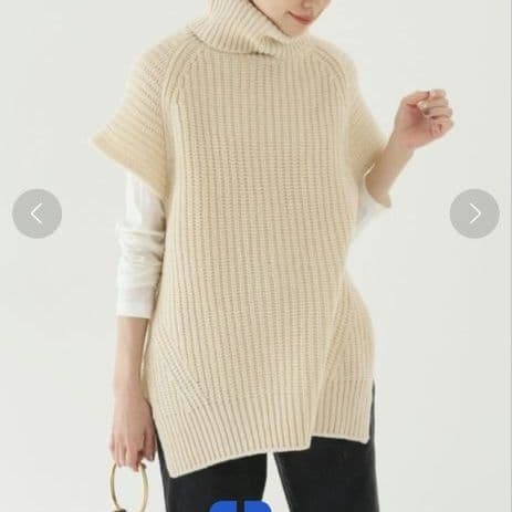 【未使用タグ付】TICCA　タートルネックリブニットベスト 　アイボリー