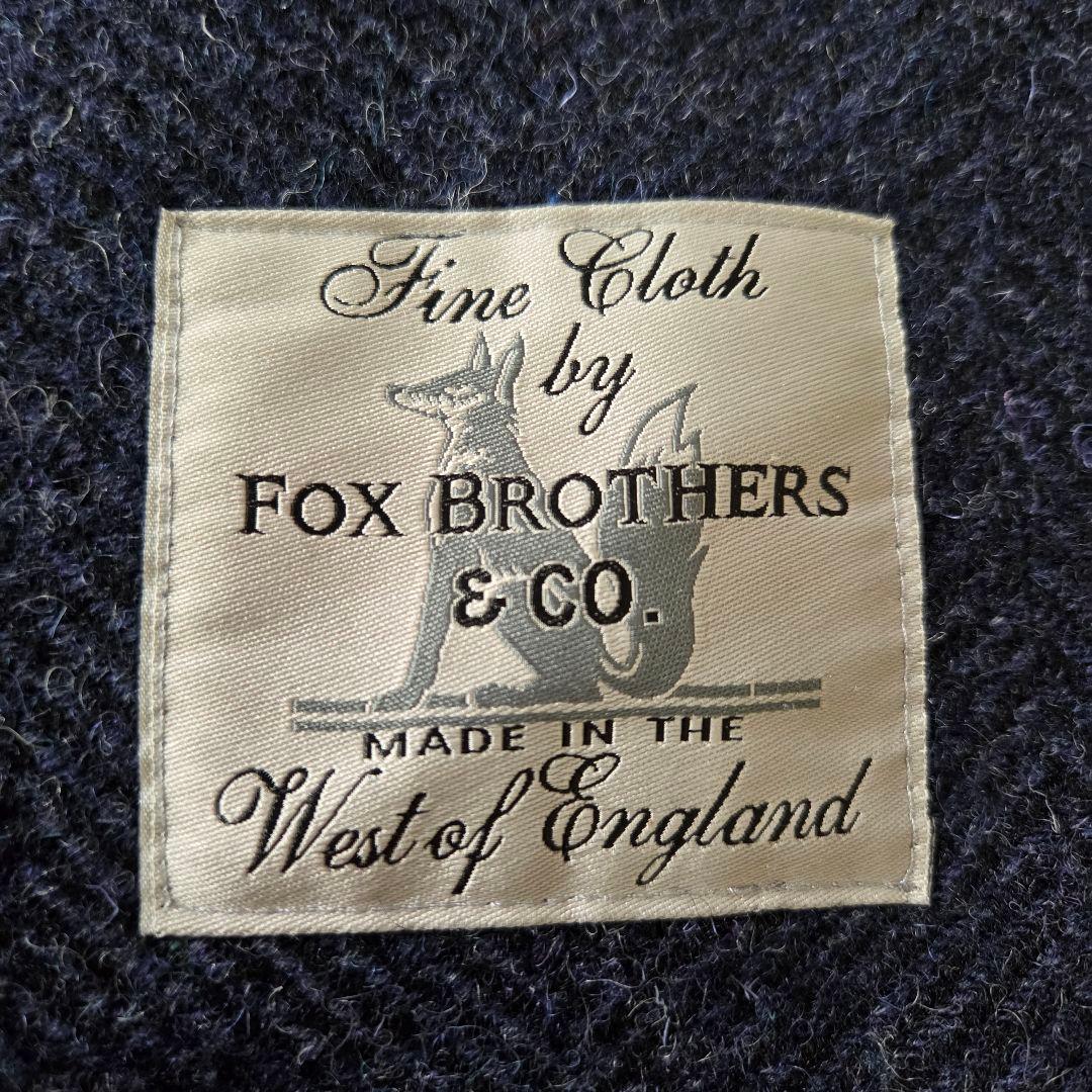 美品 デンハム フォックスブラザーズ ツイード レザー切り替え Pコート S相当
