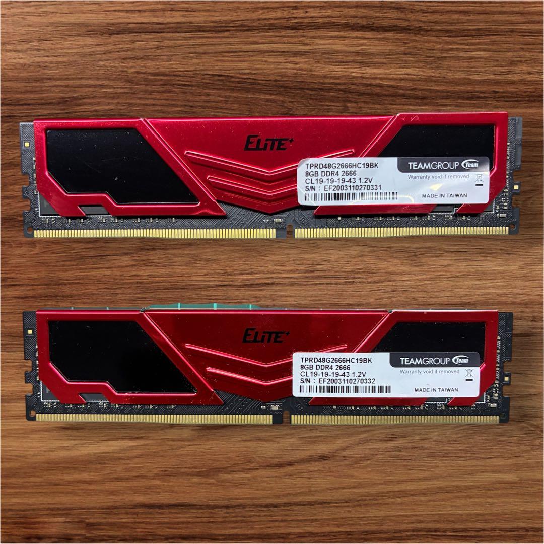 複数動作確認TEAM DDR4 2666MHz PC4-21300(8GBx2)