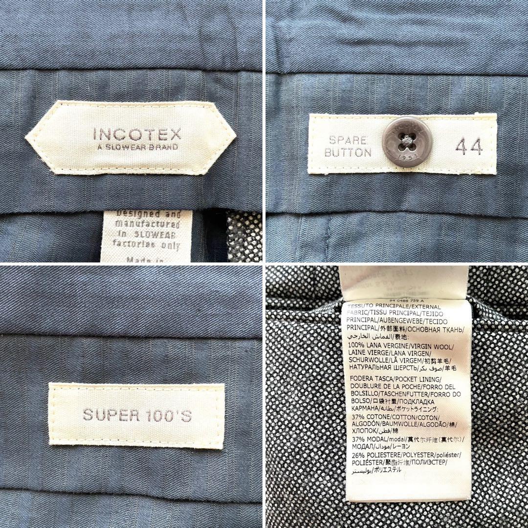【極美品】INCOTEX SUPER100'S ウール スラックス パンツ 44