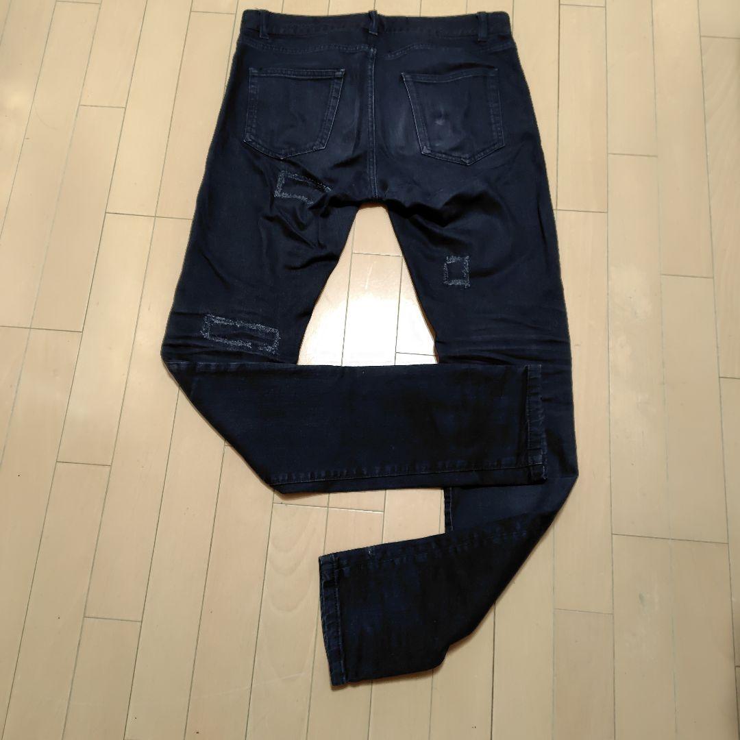 サンローランパリ希少 ダメージスキニーブラックデニム エディスリマン