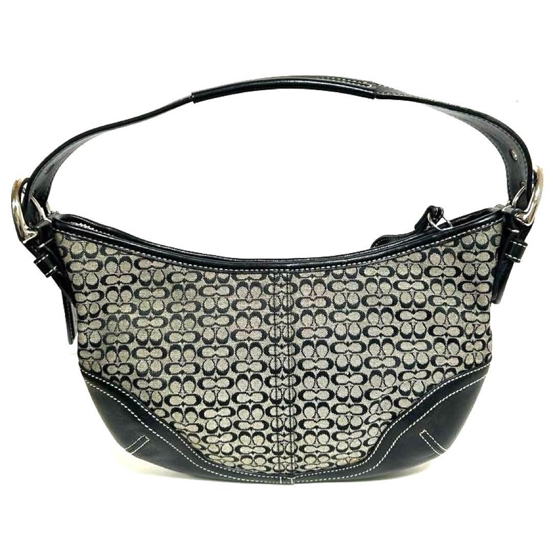 美品 コーチ COACH バッグ ハンドバッグ ミニ シグネチャー ブラック