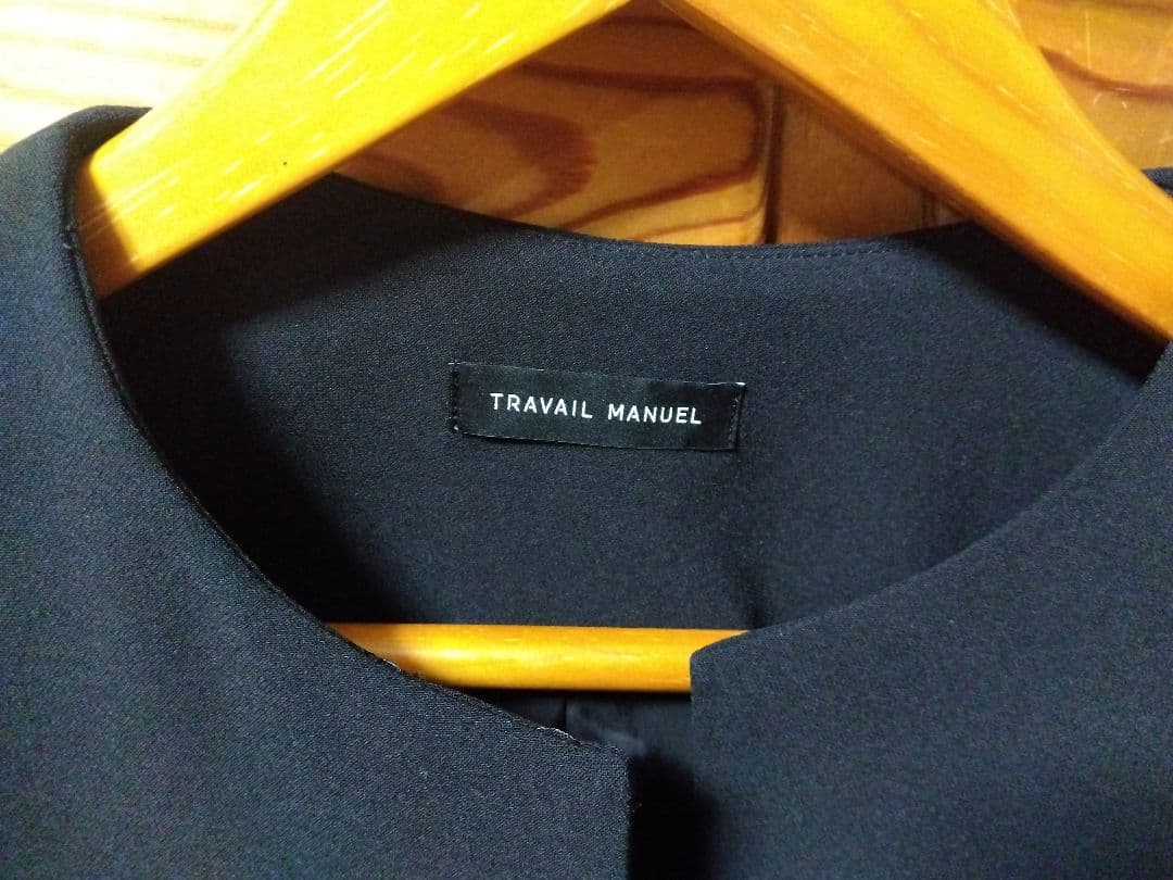 トラバイユ マニュアル ダブルクロス ノーカラー ジャケット 　ブラック