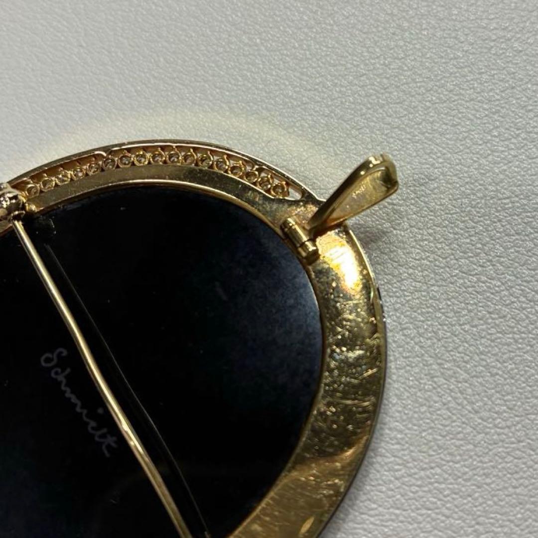 Schmidt作 カメオ ブローチ ネックレストップ K18 0.64 約28g