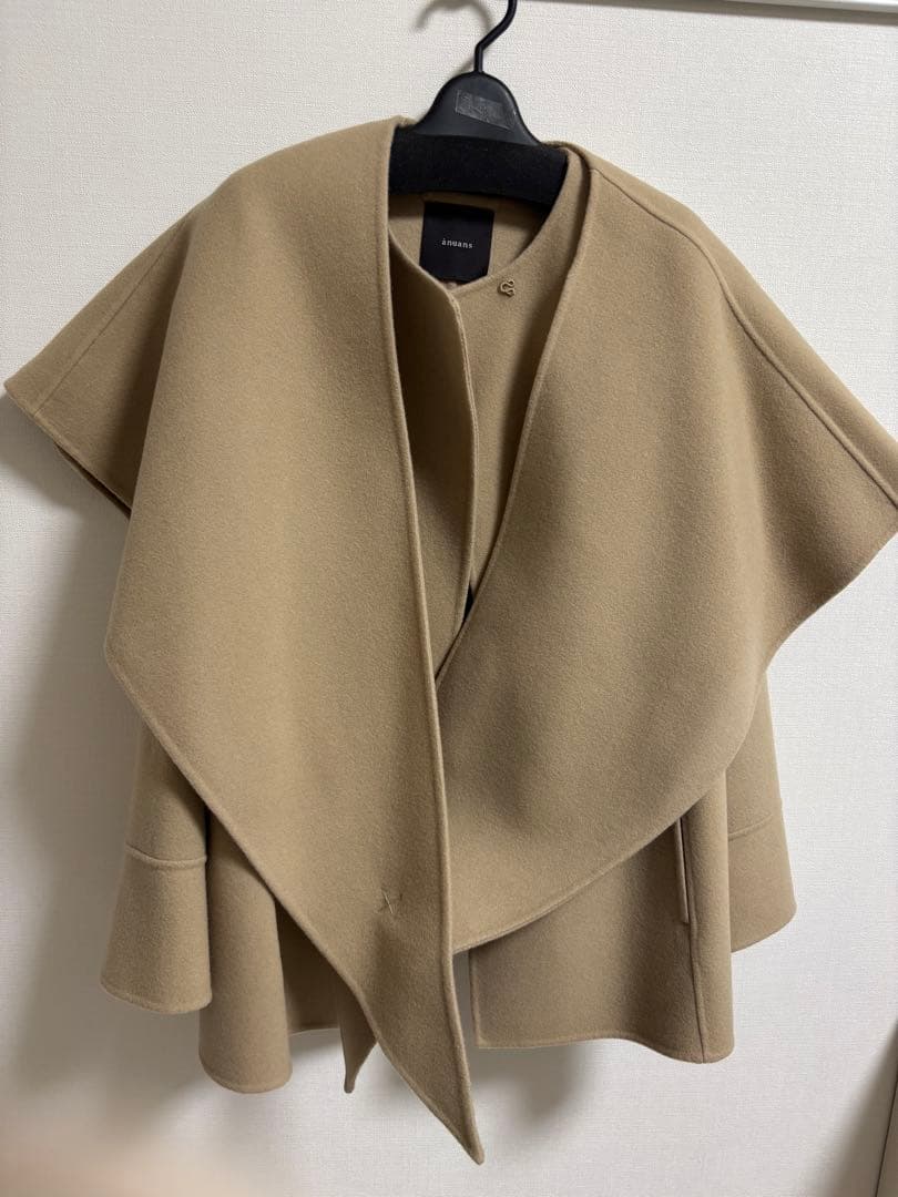 anuans リバーウールミドルマフラーコート【BEG】