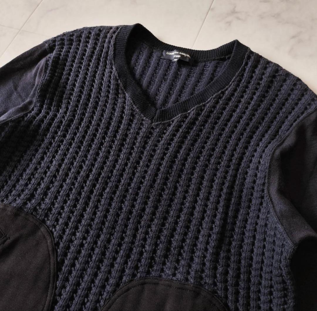 コムデギャルソンオム 16AW 異素材ドッキングワッフルニットセーター M