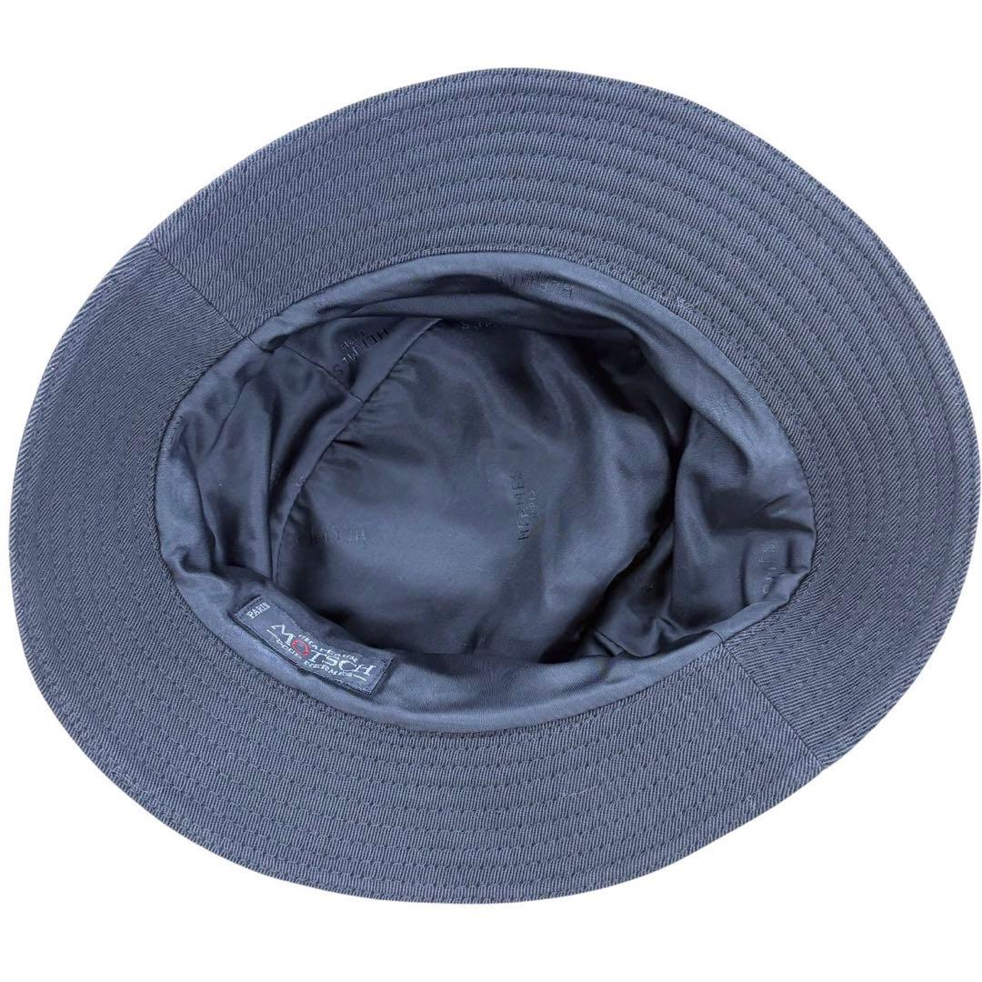 エルメス 極美品 Motsch バケット ハット 帽子 コットン 黒 64㎝