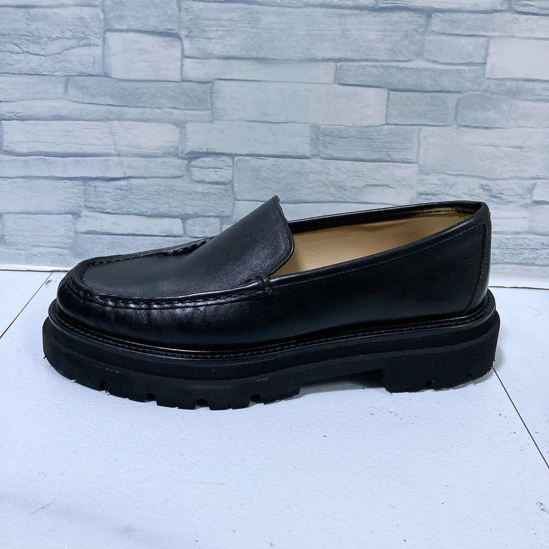 美品 パスクッチ 厚底ローファー 37 23.5 ボリュームソール レザー 黒