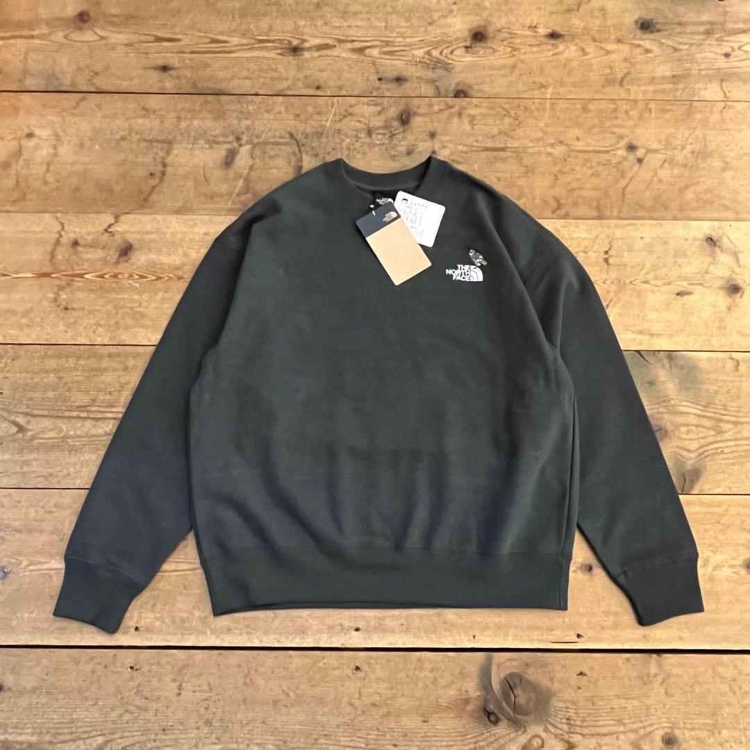★新品未使用 ノースフェイス スウェットLサイズ チャコール フクロウ