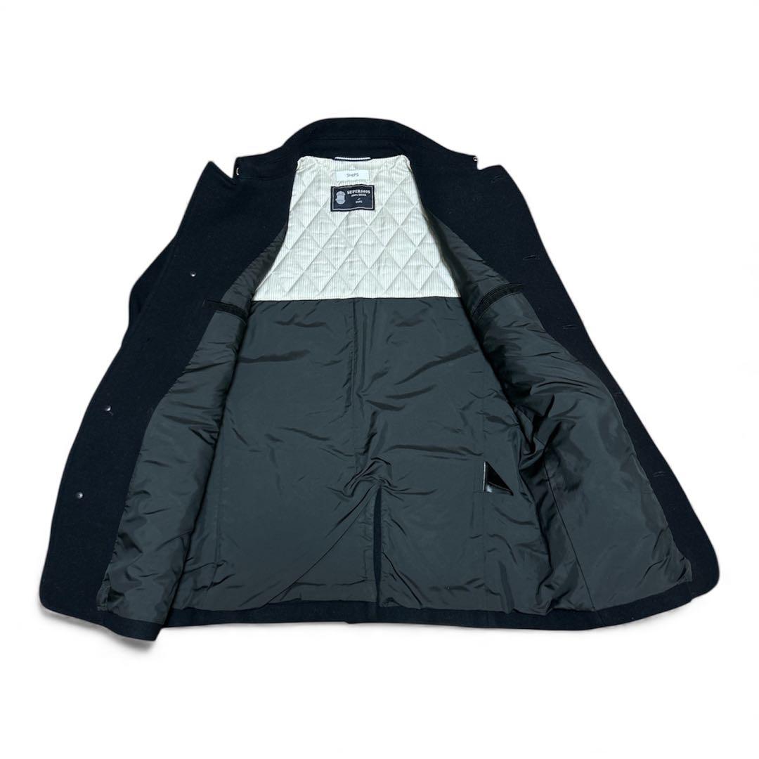 【美品】SHIPS super140s Pコート ウール100% ネイビー　M