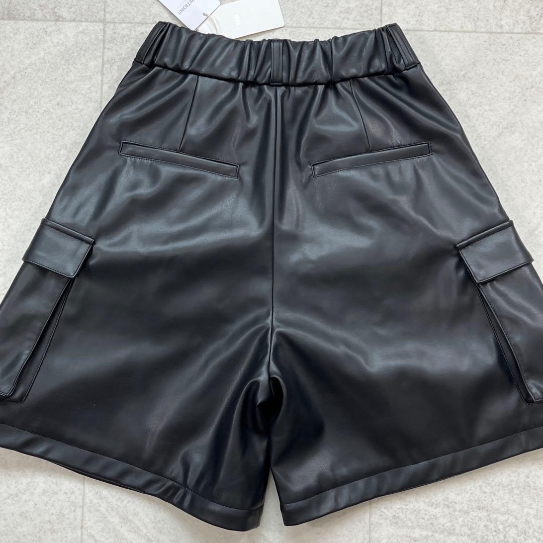 未使用タグ付【HARE】2WAY メタルカーゴパンツ レザー ブラック F