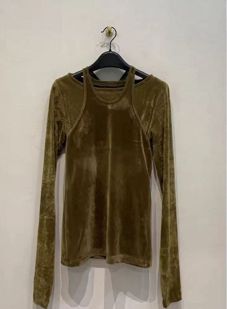 トップス CLANE TULLE FLOCKY LAYERED TOPS