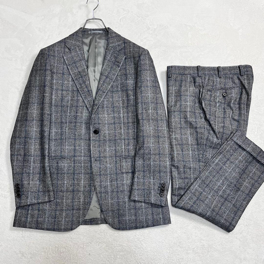 美品『ギルドホール』デルフィノ イタリア生地 グレンチェックセットアップスーツ