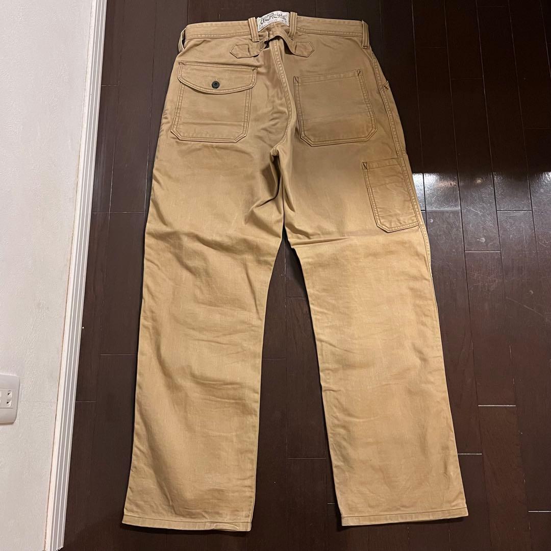フリーホイーラーズ ロングショアマン ベージュ ワークパンツ 34×34