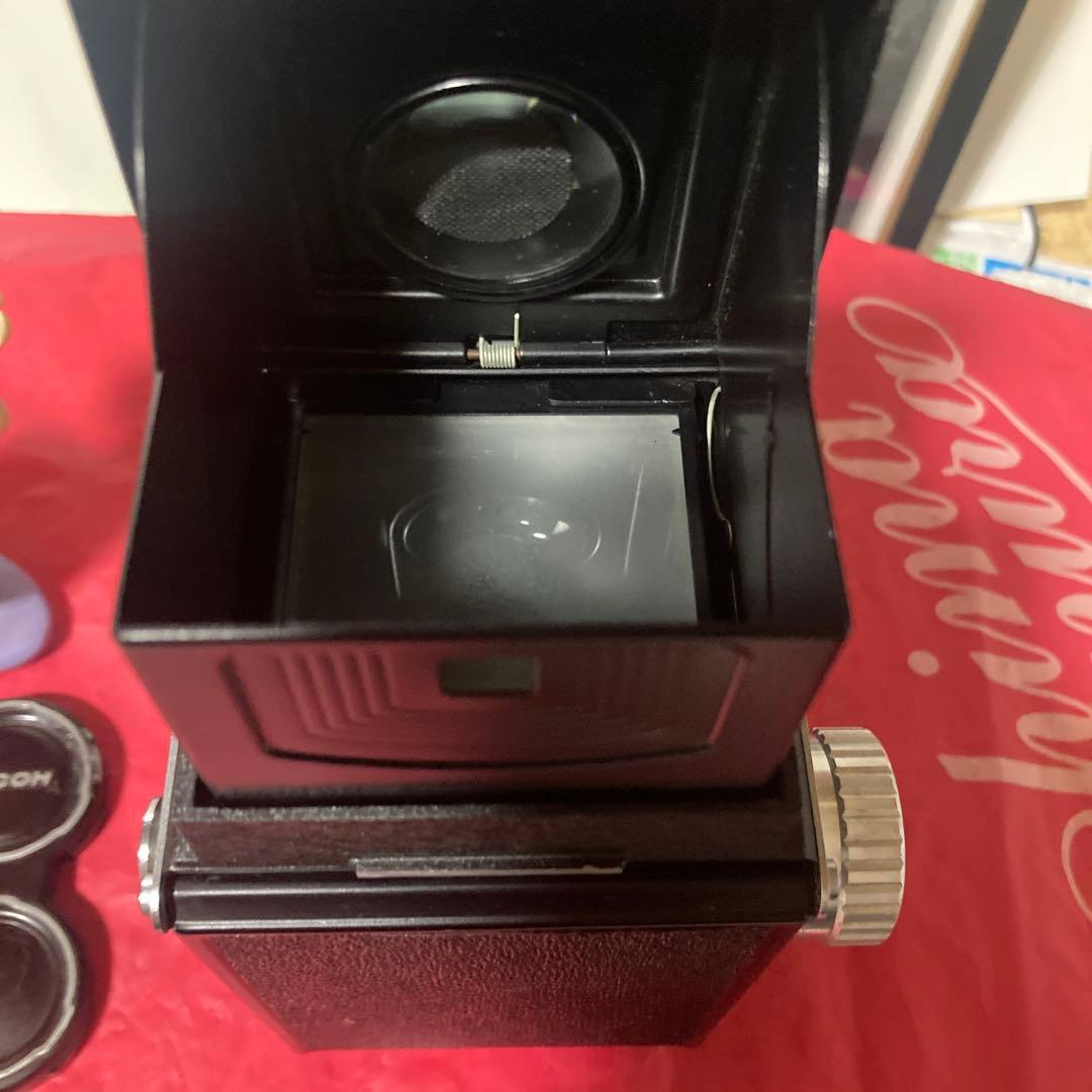 ヴィンテージ理研RICOHFLEX 二眼レフ外観合皮塗装目立つ傷無機能動作完動品