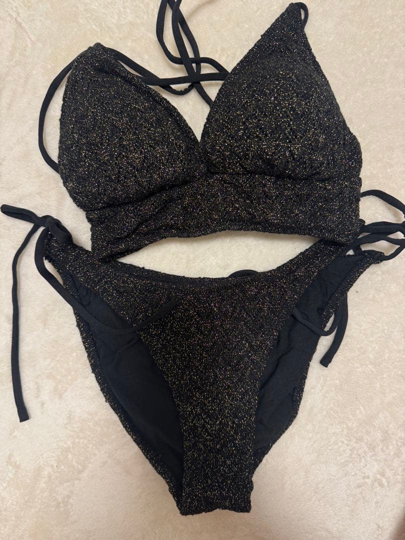 ALENCY アレンシー 水着 ラメニットビニキ ブラック