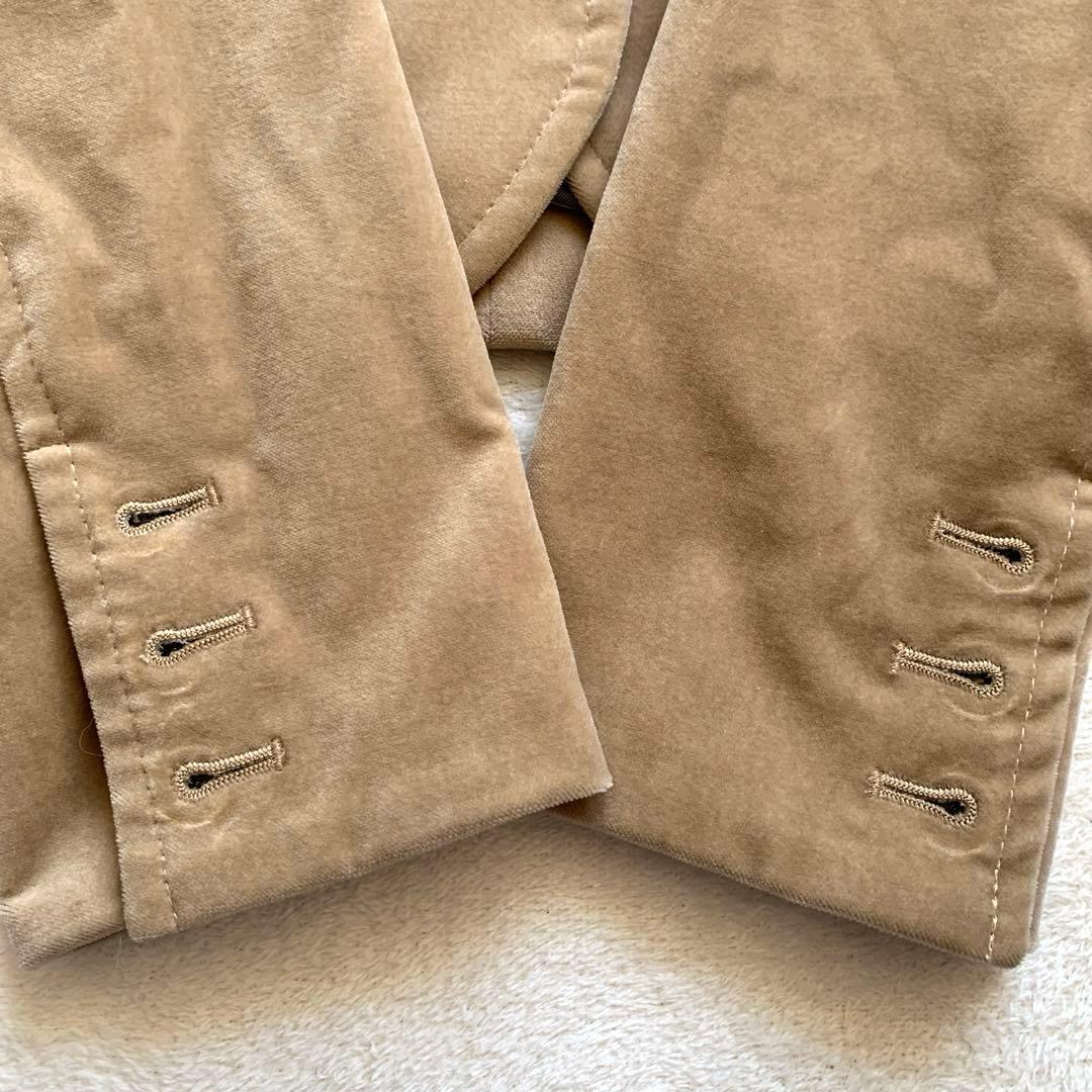 バーバリー　テーラードジャケット　ベロア　36 ベージュ　ノバチェック　シングル