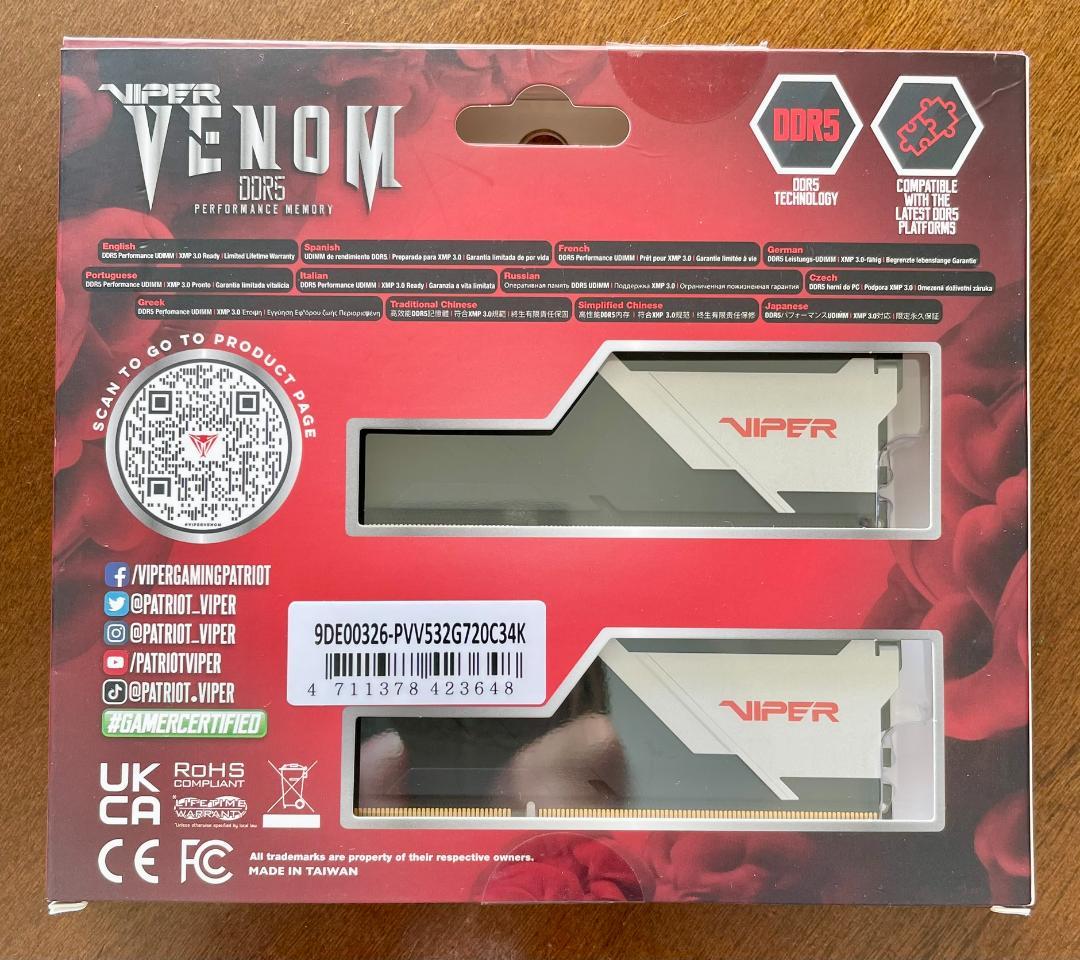 中古 Viper Venom DDR5 32GB(16GBx2) 7200 高速