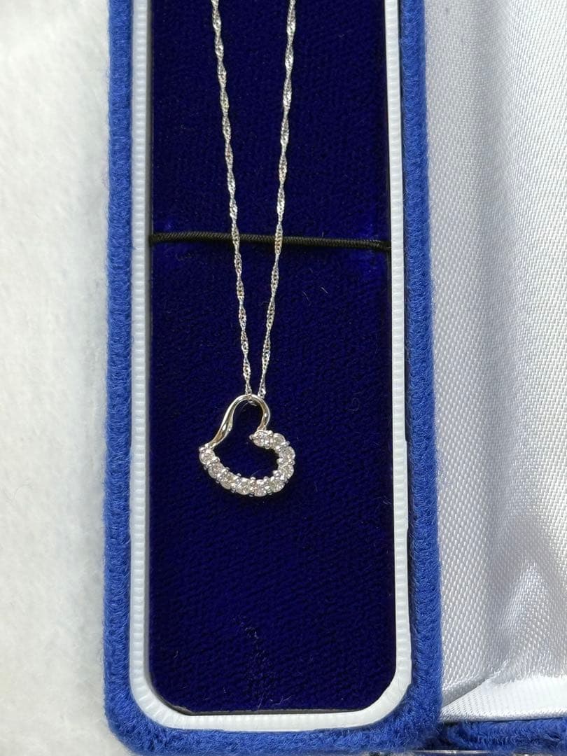 ダイヤ　プラチナ　ネックレス　オープンハート