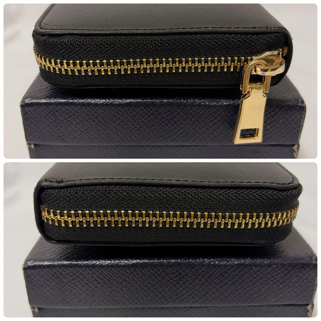 【極美品】PRADA 長財布 ラウンドファスナー サフィアーノレザー ブラック