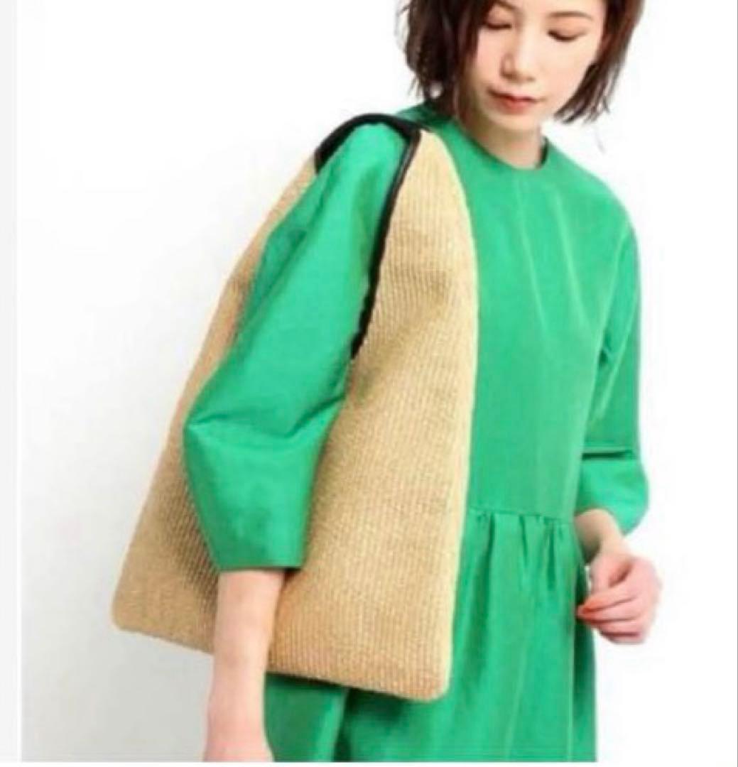 最終SALE★ARRONトライアングル ラフィア✕ レザー カゴバッグ 軽量