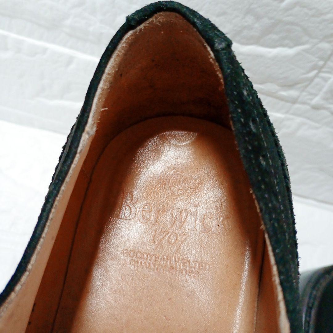 Berwick 3662 ブラック スエード ウィングチップシューズ