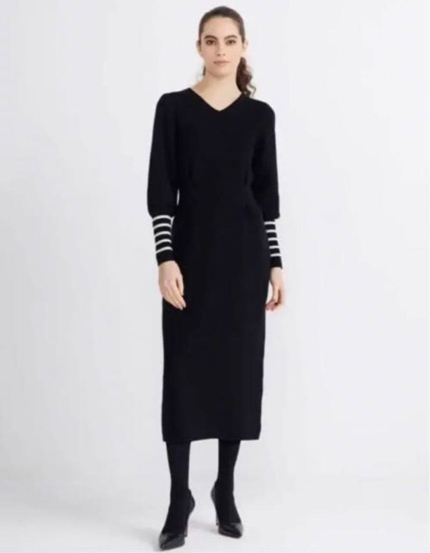 BORDERS at BALCONY ブラック ロングニットワンピース38サイズ