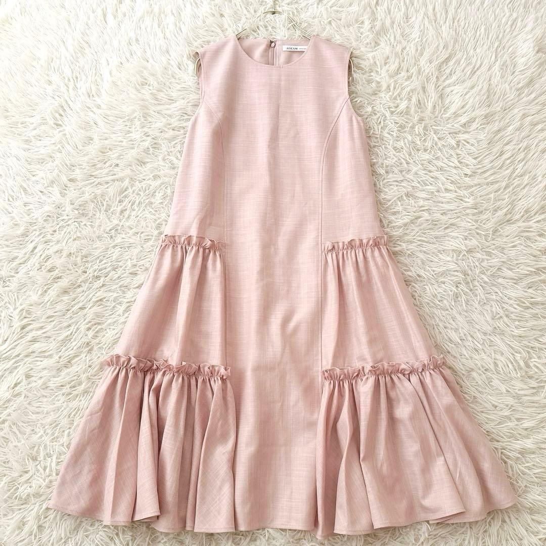 美品 アディアム✨フォクシー ルーシュドドレス ワンピース フリル ギャザー S