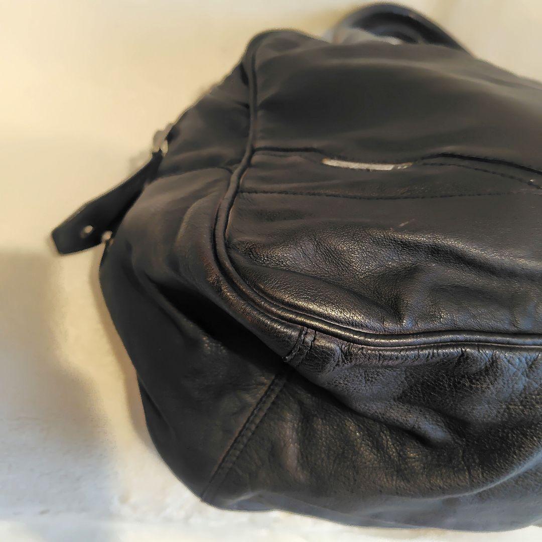 Y2K DIESEL メタルロゴ　レザー　ボストンバッグ　大容量　黒