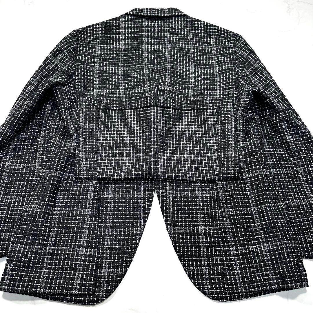 未使用級 XL相当◎ザジジ ウールツイードアンコンジャケット DEGAS 黒50