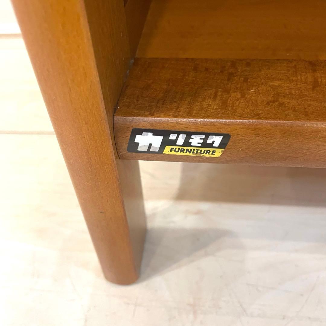 【オールドカリモク】 ラタン 電話台 チェスト 籐扉 レトロ 木製キャビネット