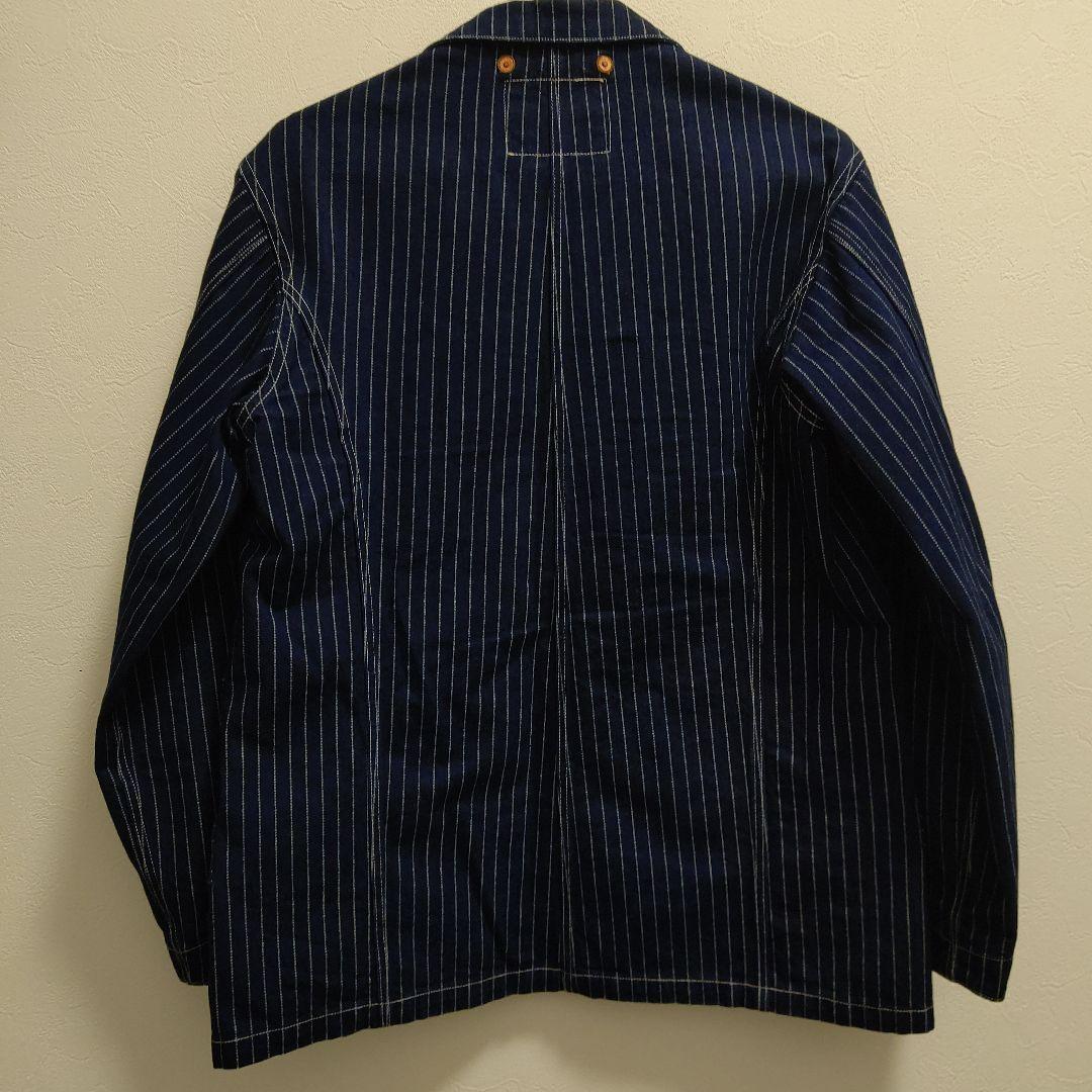 Pherrow's ネイビー ストライプ デニム カバーオール