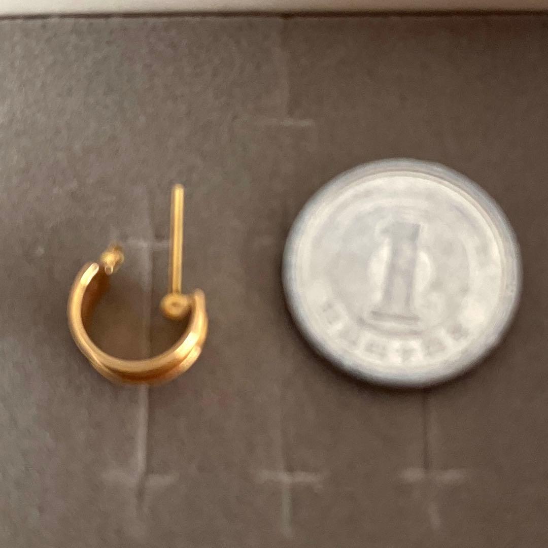 週末値引中　K18刻印あり18金　幅広フープピアス　片耳