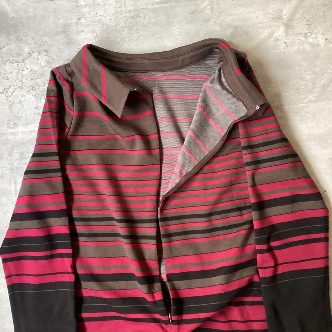 Leilian レリアン　新品未使用　トップス　ボーダー　ブラウン