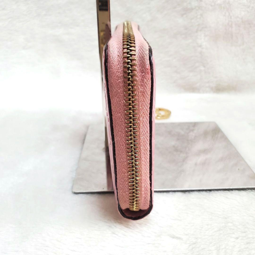 美品 GUCCI シマ ラウンドファスナー インターロッキング 長財布 ピンク