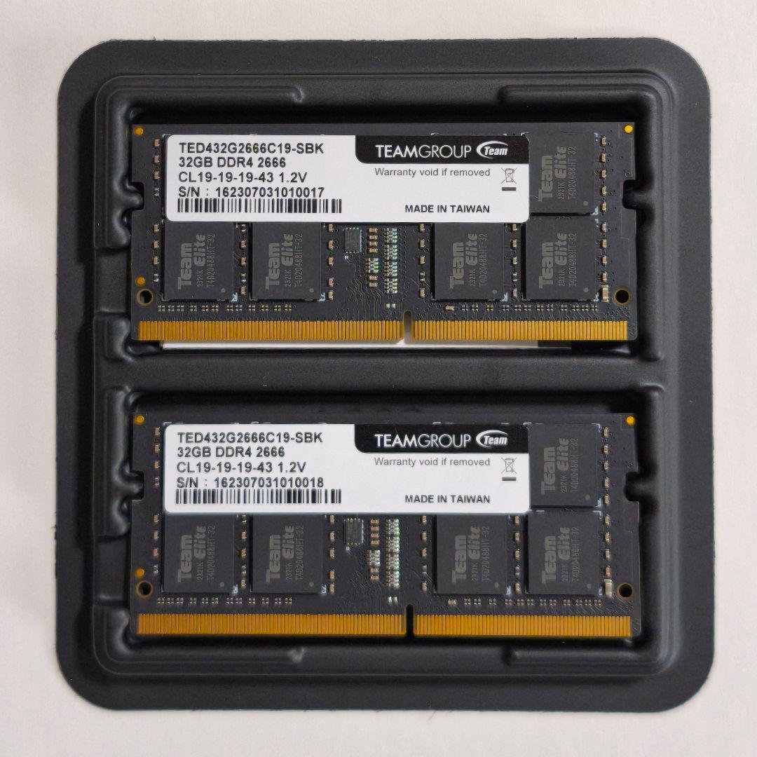 DDR4 2666MHz 32GB×2 64GB SO-DIMM Team
