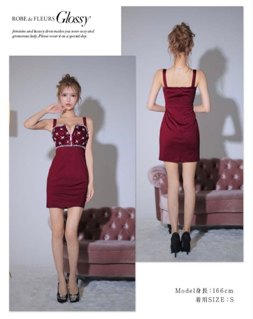 ジッパー×クロスビジュータイトミニキャバドレス