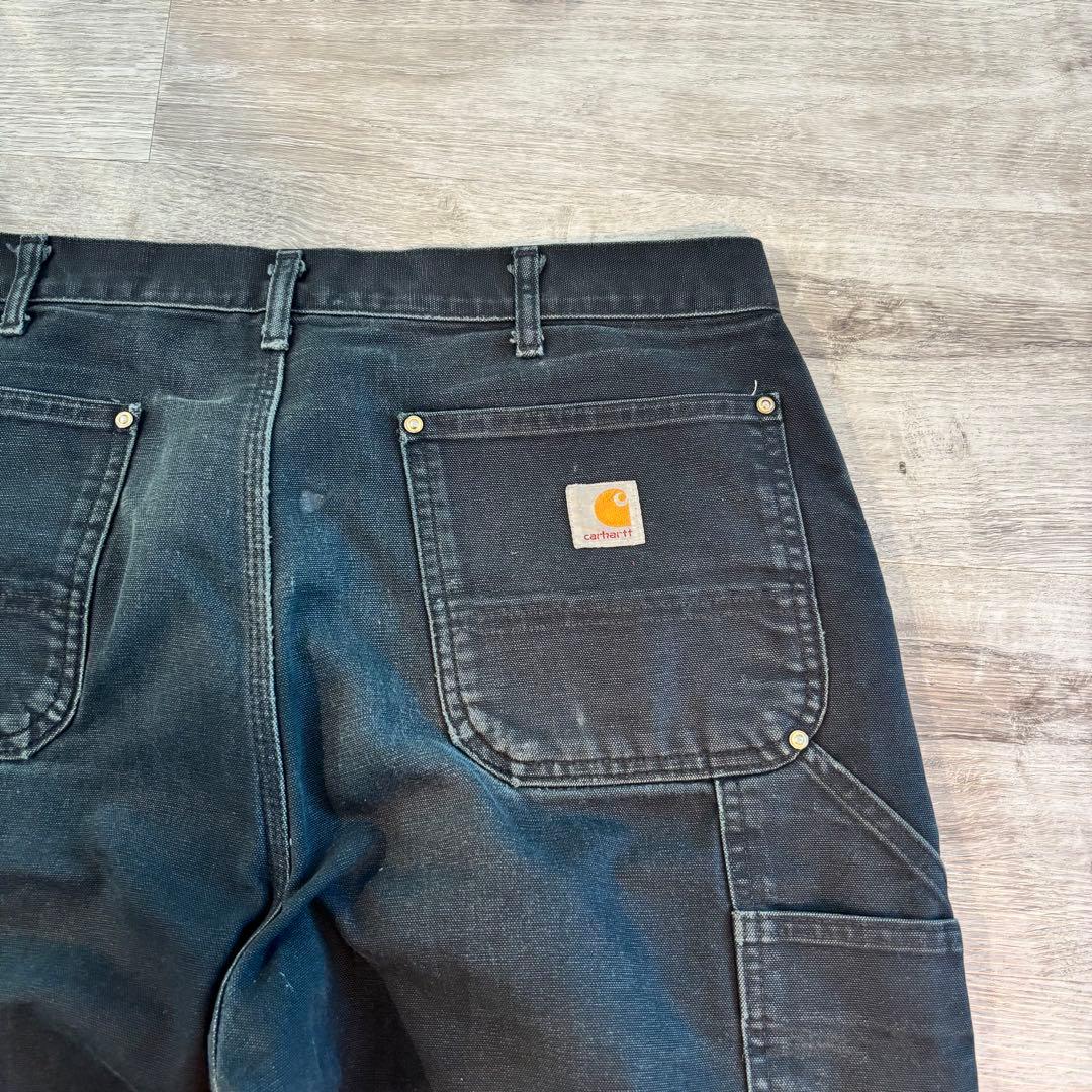 希少USA製Carharttダブルニー 極上フェード ブラック B01#567