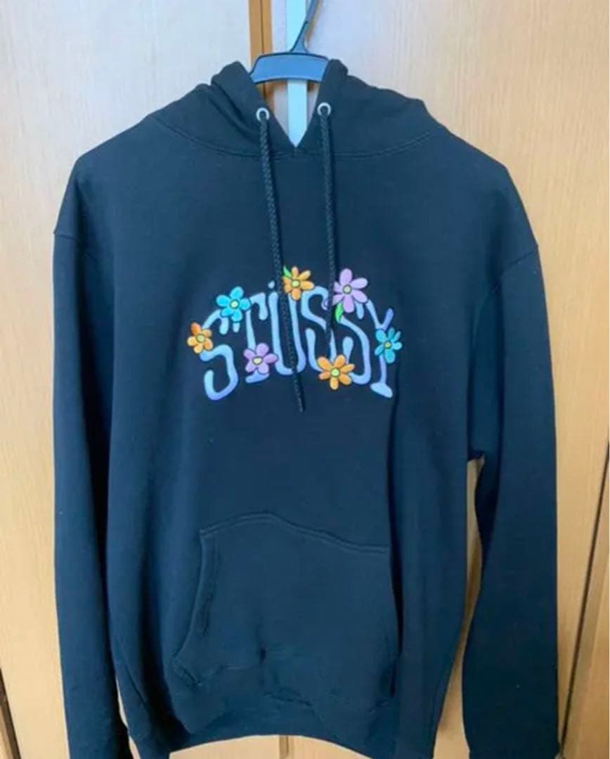 STUSSY 花 刺繍ロゴ パーカー XL