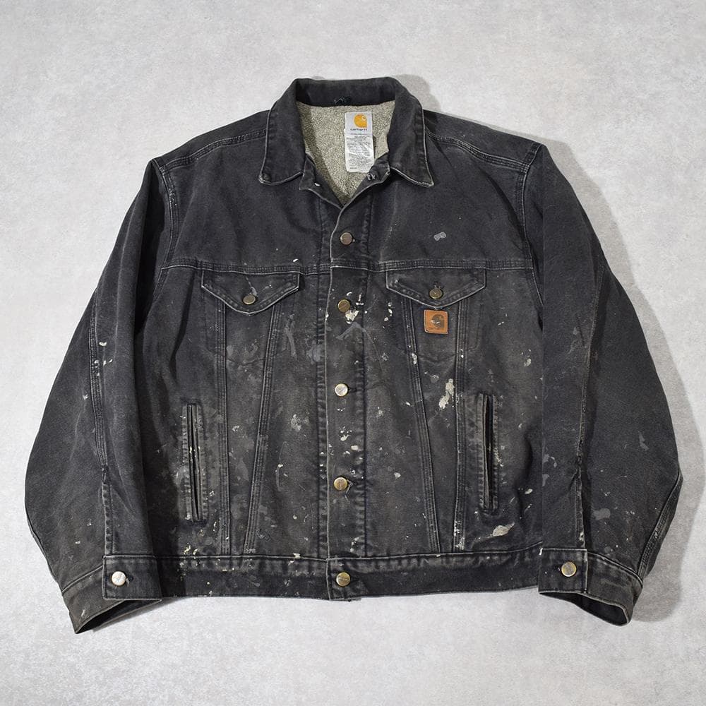 90s carhartt 激渋 ペンキ ダック トラッカージャケット 黒 XL