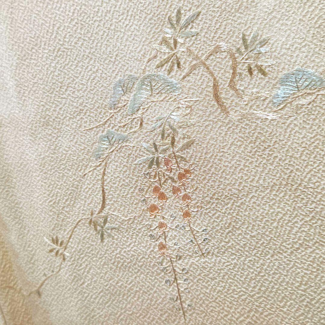 C 美品 中国三大刺繍 蘇州刺繍 暈し 藤の花 袷 正絹 付下げ 着物