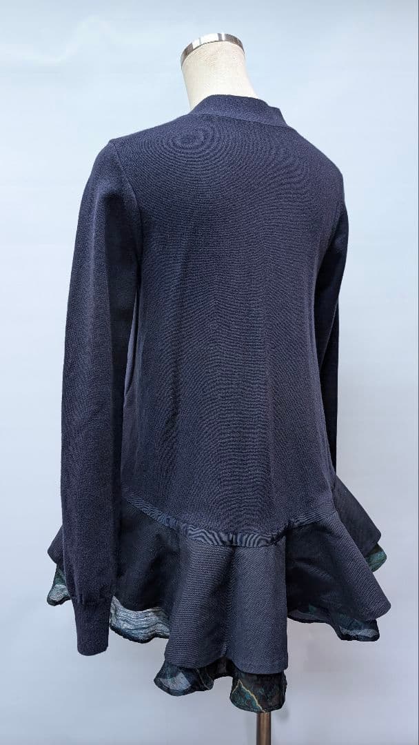 sacai ペプラムコットンカシミヤニットカーディガン ネイビー size１