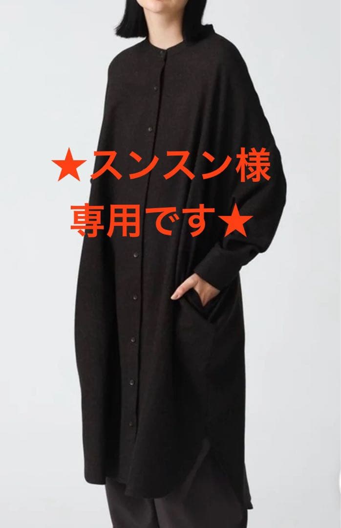 スンスン　mizuiro ind スタンドカラーシャツワンピース　黒