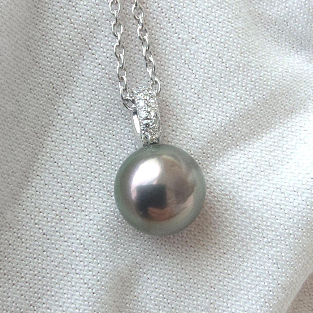 極美品【ミキモト】現行品　黒蝶パール　約10mm　ダイヤ　ペンダント　ネックレス