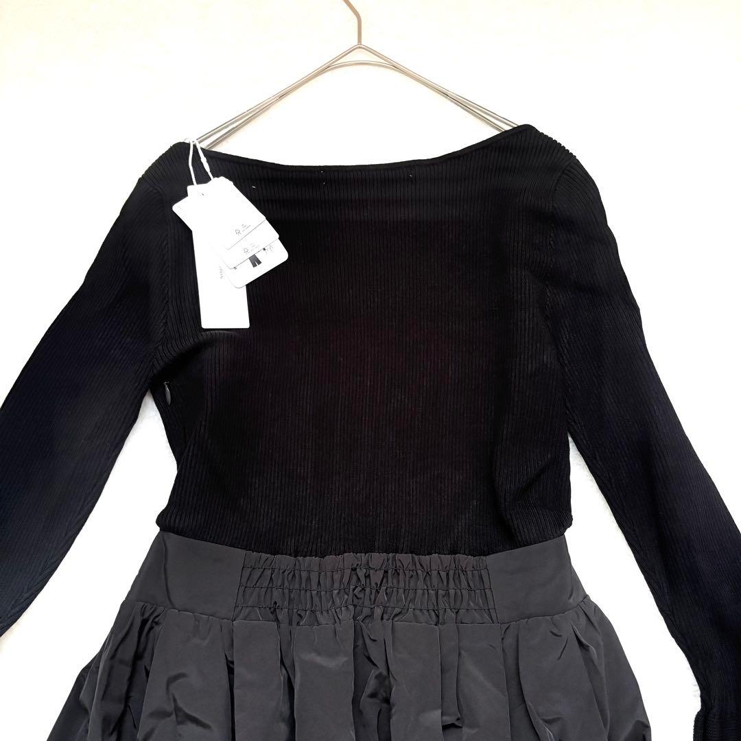 【新品タグ付き】ラグナムーン　ドッキングタフタニットワンピース　ブラック　洗濯◎