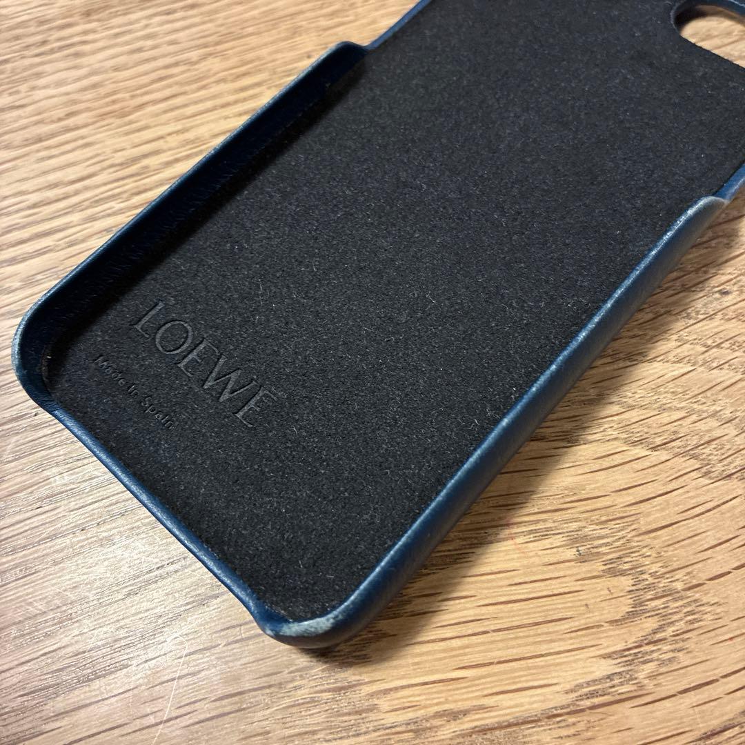 LOEWE レザー iPhone ケース ネイビー