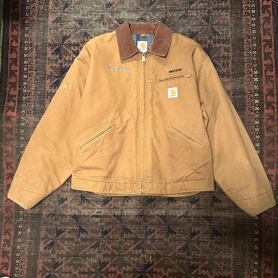 ビッグサイズ Carhartt デトロイトジャケット 企業ロゴ ダックUSA製