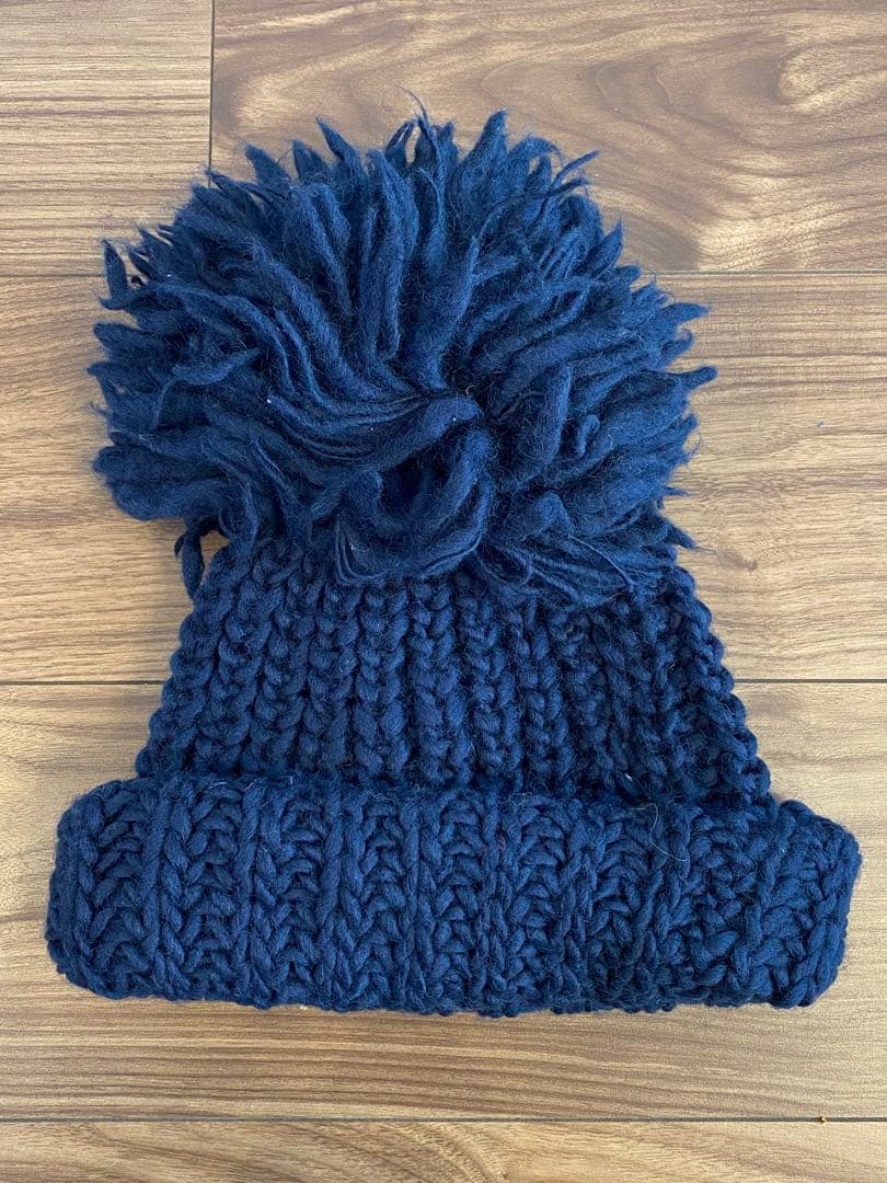 CA4LA ネイビー ポンポン付きニット帽